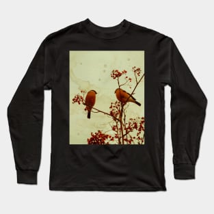 Bullfinches eat rowan berries Long Sleeve T-Shirt